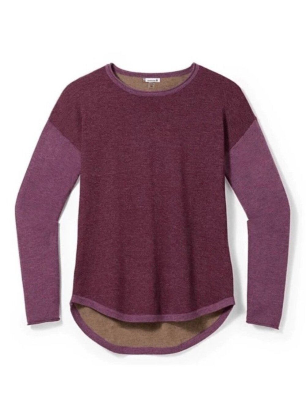 SMARTWOOL Shadow Pine Colorblock Crew Sweater purple XL merino wool blend knit